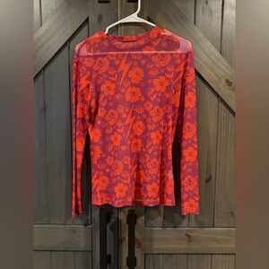 Floral Red Sheer Women's Top Never worn!